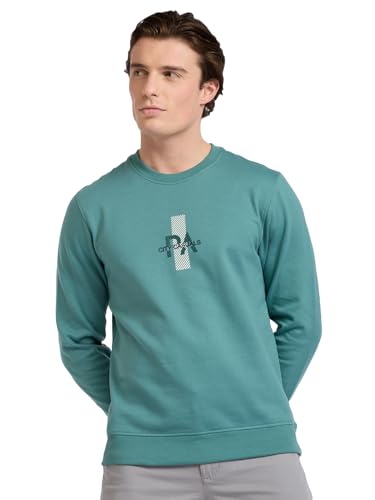 Image of Park Avenue Men Full Sleeve Slim Fit Print Pattern Cotton Polyester Blend Regular Neck Regular Neck Casual Sweatshirt