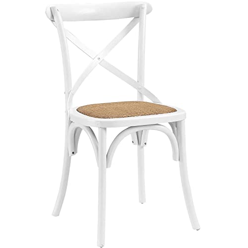 Modway Gear Rustic Modern Farmhouse Elm Wood Rattan Dining Chair In White #TOP19