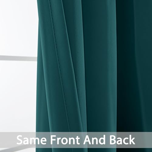 Yakamok Blackout Curtains for Bedroom 2 Panels Set Thermal Insulated Room Darkening Dark Black Out Drapery Grommet Window Treatments Drapes for Living Room, 70x84, Dark Teal