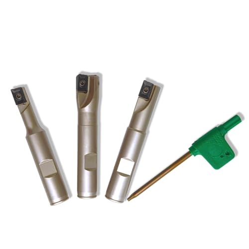 Image of 3 Pieces 1 /2 inch Shank 90 Square Shoulder Indexable End Mill Set with APKT1003 Carbide Inserts, 3 /8 inch, 1 /2 inch, 5 /8 inch Cutting Diameter 3 inch Length