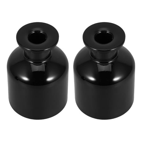 Yardenfun Botellas Difusoras de Aceite de Vidrio Cilíndricas Vacías 150 Ml 2 Unidades Color Negro para Aromaterapia Hogar Oficina y Coche sin Tapa