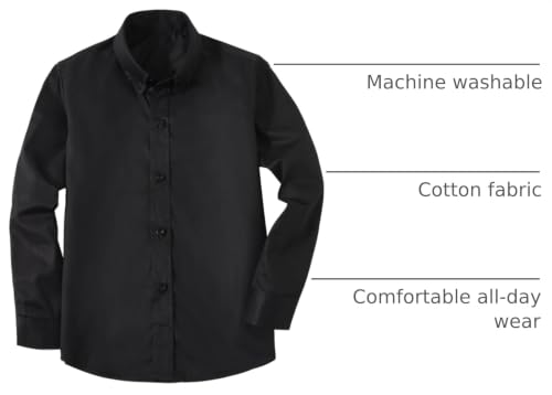Image of Boys' Button Down Dress Shirts Kids Long Sleeve Solid Collared Uniform Shirt for Toddler Boy (Size 2T-20)