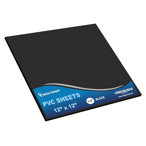 Image of Mega Format Expanded PVC Sheet - 12 inch X 12 inch Sintra Rigid Plastic Sheet, PVC Board, Black Plastic Board - 1 /4 inch 6mm Thick (1 Pack) - Black