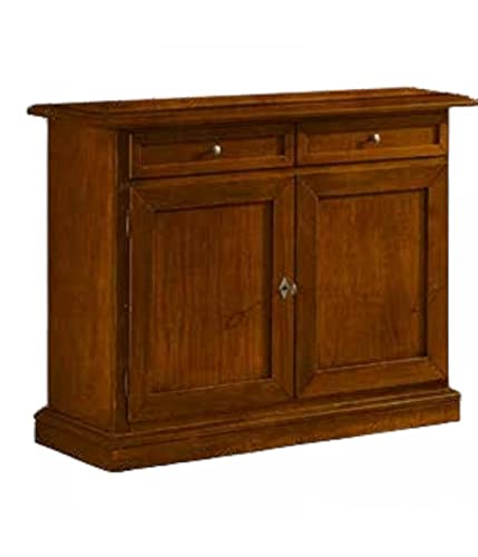  mobili2g MOBILI 2G - CREDENZA con 2 Porte E 2 CASSETTI, Noce Scuro