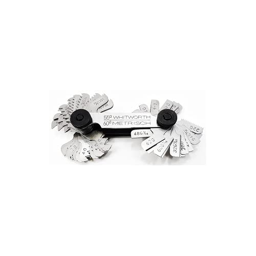 Thread/Screw Pitch Gauge 4 to 62 TPI, 0.25 to 6.0 mm Combination with 55 Degree and Metric 60 Degree-image-12