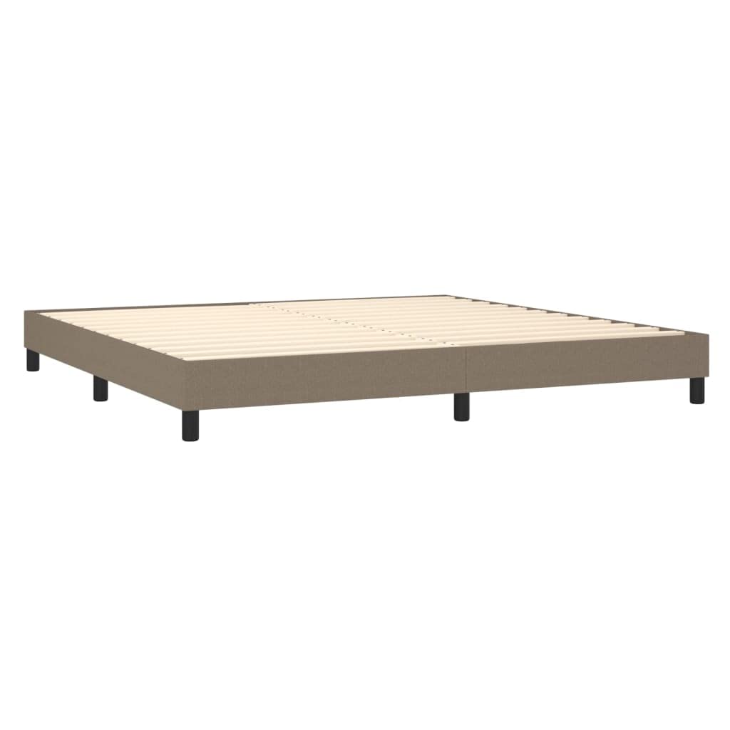 Łóżko kontynentalne z materacem, taupe, 200 x 200 cm, obicie materiałowe, zagłówek z regulacją wysokości, rdzeń ze sprężyn kieszeniowych, średnie podparcie, zapewnia spokojny sen