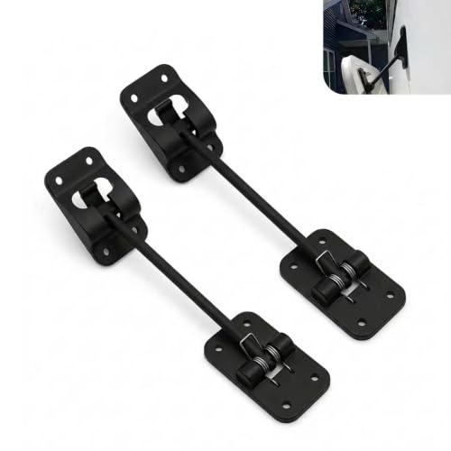 Lejarfa 2 PCS RV Entry Door Holders, 6" T‑Style Entry Door Latch, Trailer Doors Retainer Catch with Mounting Hardware, Universal Exterior Accessory for RVs, Trailers, Campers (Black)