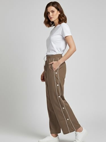 Image of ADDYVERO Women Cargo Brown Lose Fitting with Side Pockets Detailing High Waisted Casual Pant (Brown, 28)