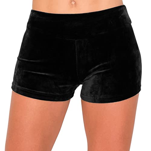 Image of ALWAYS Velvet Shorts - High Waist Stretch Velour Mini Shorts for Dance, Yoga, Casual Wear