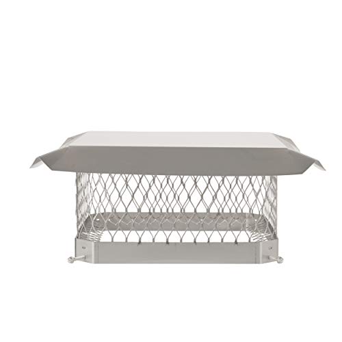Best Deal Cheap 🛒 HY-C, Stainless Steel SCSS1313 Shelter Bolt On Single Chimney Cover, Mesh Size 3/4, Fits Outside Existing Clay Flue Tile Dimensions 13 x 13