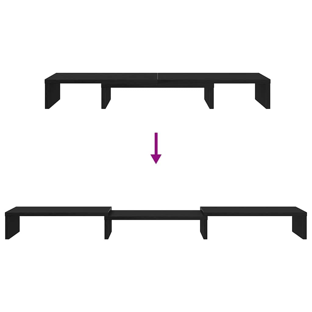 vidaXL Soporte para monitor ajustable, aspecto de roble negro, 80 x 24 x 10,5 cm, elevador de monitor, soporte para 2 monitores, soporte doble para monitor