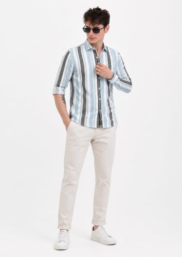 Image of Youth First Men's Cotton Blend Casual Shirt | Regular Fit Solid Full Sleeve Button Down Collared Shirts | Comfortable Formal Office Business Casual for Men