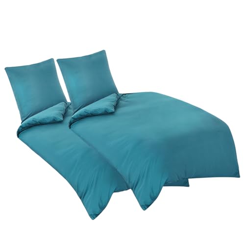 Aisbo Bettwäsche 135x200 4teilig Türkis - Mikrofaser Bettwäsche-Sets...