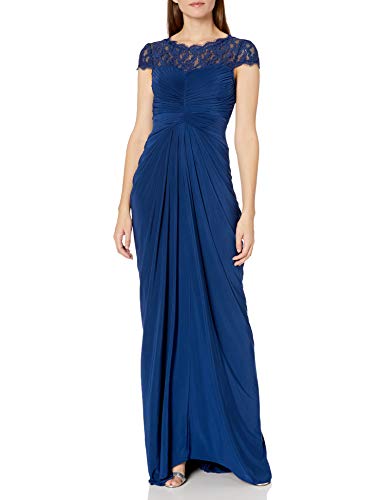 Adrianna Papell Women's Lace and Venechia Jersey Gown, Navy, 4