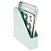 mDesign Plastic Slim Vertical File Folder Storage Organizer Bin with Handle, Hold Notebooks, Binders, Envelopes, Magazines for Home Office, Work Desktops, Ligne Collection, 8 Pack, Mint Green