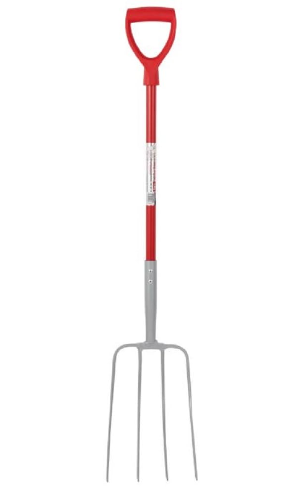4 Prong Pro Manure Fork with D Handle Lightweight Metal Pitchfork Garden Stable