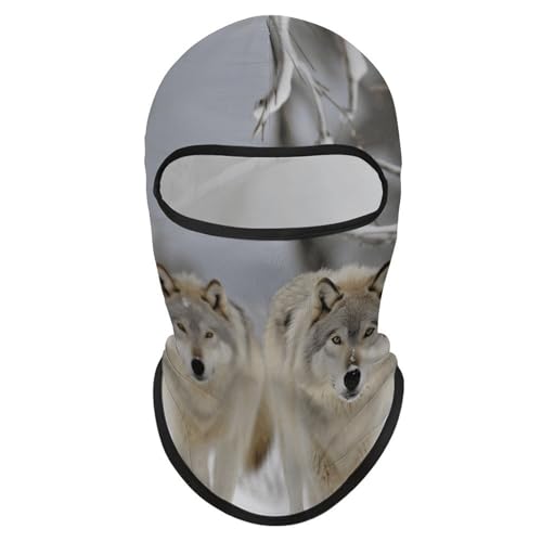 Balaclava para hombres, máscara para esquiar con diseño de dos lobos caminando en la nieve, cubreboca para invierno, ciclismo y deportes al aire libre