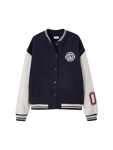JONEN Blouson Teddy en Molleton avec détail numéro Manche Fille Marine 8A