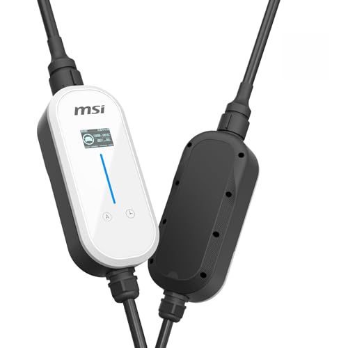 MSI EZgo Type1 (J1772), 40A/9.6Kw, Level 1/2 Portable Charger with NEMA 5-15&NEMA 14-50 Plug, White - image 1