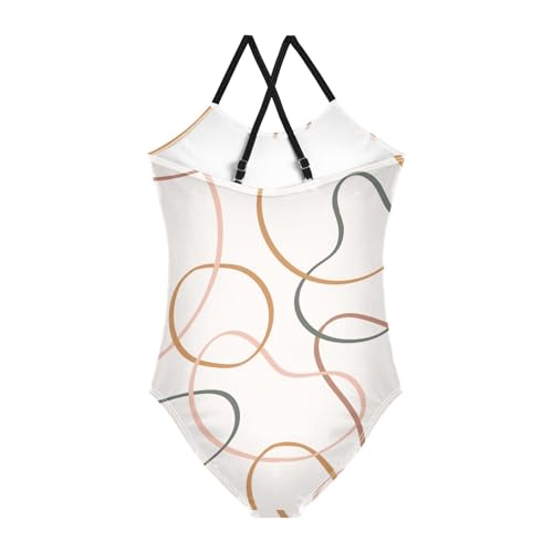 Stripes Circles Girls 1-Piecing Swimsuits Toddler Swim Suits for Girls Toddler Bathing Suit Girl2