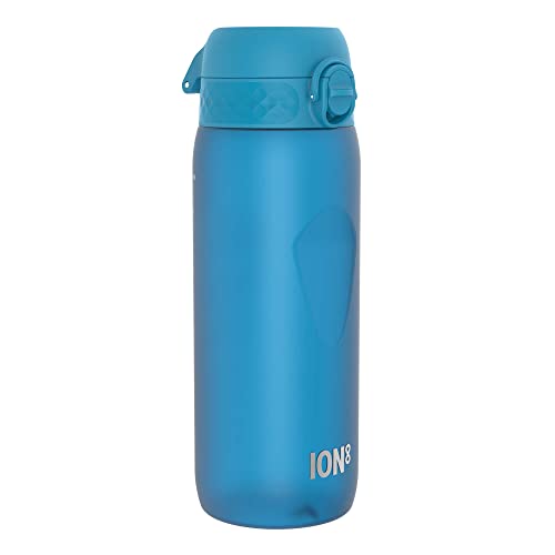 ion8 Botella de Agua, 750ml, Deportiva, a Prueba de Fugas, Fácil de Abrir, Cerradura Segura, Asa de Transporte, Apta para Lavavajillas, Agarre Contorneado, Sin BPA, Neutro en Carbono, Azul