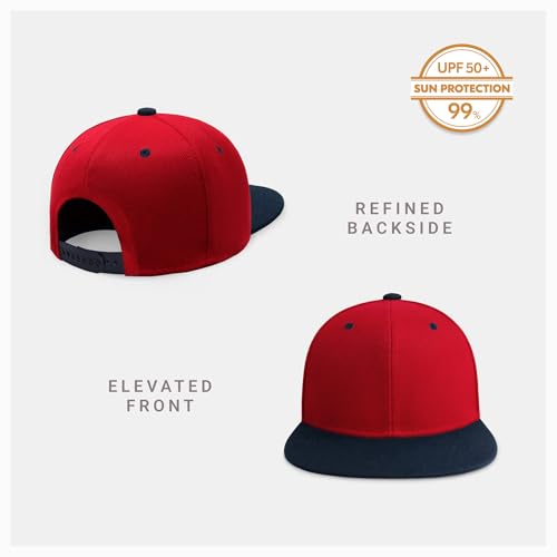 Image of CHOK.LIDS Flat Bill Visor Classic Snapback Hat Blank Adjustable Brim High Top End Trendy Color Style Plain Tone Baseball Cap