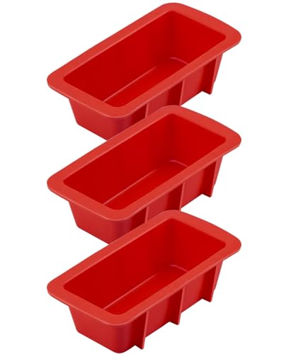 Silicone Mini Bread and Loaf Pans Set of 3, Non-Stick loaf Pans - Just PoP Out! Flexible Silicone Baking Molds for Homemade Breads, Cakes, Meatloaf, Brownies, Oven Safe & Dishwasher Safe