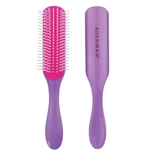 Denman Curly Hair Brush D3 (African Violett), 7-reihige Stylingbürste zum Entwirren, Trennen, Formen und Definieren von Locken – für Sie und Ihn