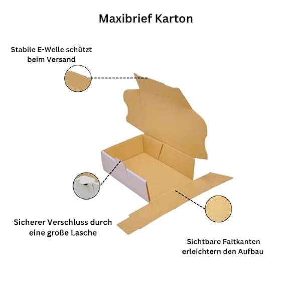 50x Maxibriefdozen verzenddozen vouwdoos vouwdoos maxibrief karton 350 x 250 x 50, wit, MB-5