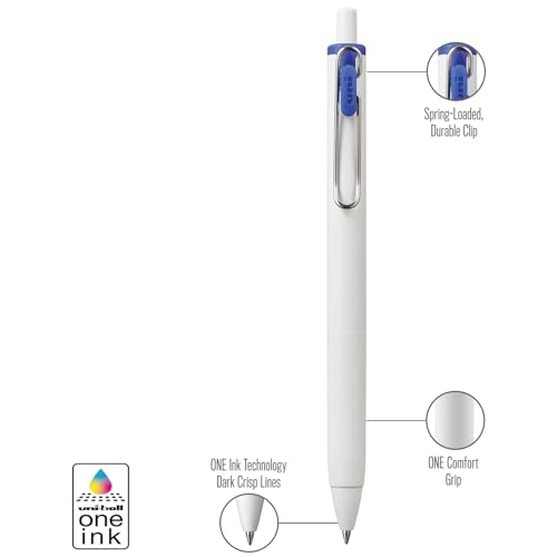 Uni-Ball One Retractable Gel Pen, 0.5mm Micro Tip, Assorted Ink Colors, 8 Pens