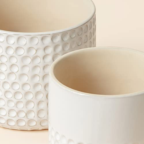 La-Jolie-Muse-Ceramic-Planter-Flower-Plant-Pots-6755-Inch-Concave-Dot-Patterned-Cylinder-Flower-Pot-W-Drain-Hole-for-Indoor-Set-of-2-Ivory La-Jolie-Muse-Ceramic-Planter-Flower-Plant-Pots-6755-Inch-Concave-Dot-Patterned-Cylinder-Flower-Pot-W-Drain-Hole-for-Indoor-Set-of-2-Ivory