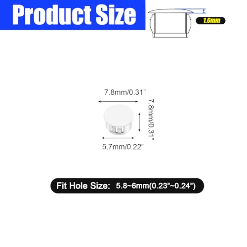 Image of 300Pcs 1 /4 inch White Plastic Hole Plugs, White Hole Plugs Hardware Plugs for Round Holes, Knockout Plugs Screw Hole Plugs for Reserved Holes in Kitchen Cabinet