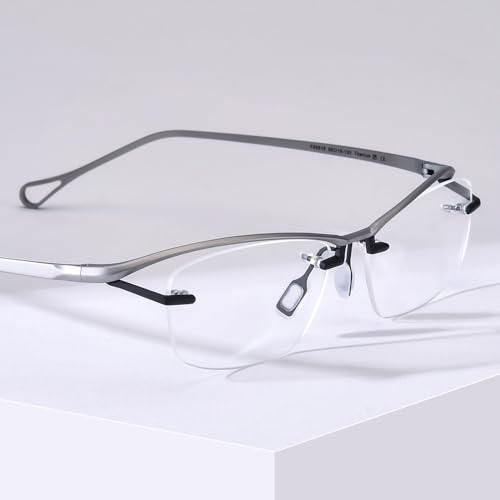 Image of FONEX Pure Titanium Glasses Frame Men Semi Rimless Square Eyeglasses Eyewear DTX416
