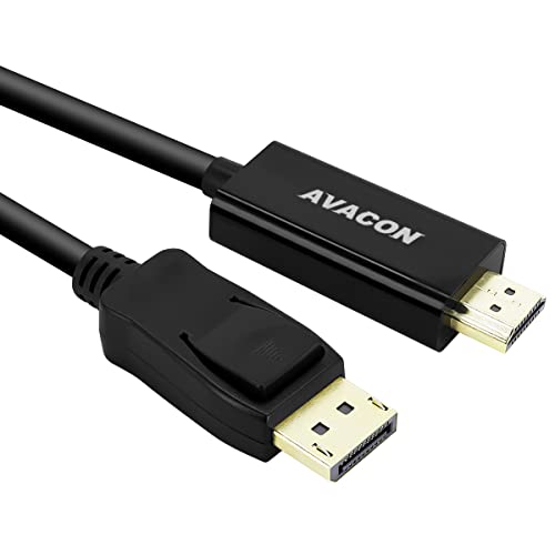 DisplayPort to HDMI 6 Feet Gold-Plated Cable, Avacon Display Port to HDMI Adapter Male to Male Black