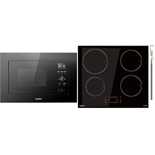 COMFEE' Forno a Microonde da Incasso Digitale, 20 Litri, CBMAG820BJL-BK + COMFEE' CIH741F238K0 7400w Piano di Cottura a Induzione da Incasso con 4 Zone di Cottura Piani di Cottura in Ceramica