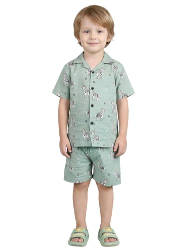 Image of POLKA TOTS 100% Cotton Half Sleeve Shirt and Shorts Combo for Boys | Co-Ord Set for Kids | Summer Wear Dress for Toddlers | Breathable & Skin-Friendly Boys Clothes | Trendy Summer Outfit & Beach Wear