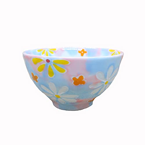 茶碗 有田焼 波佐見焼 コスモス小花茶碗(小・ピンク) おしゃれ 花柄 カラフル 1個入り|和食器 陶器 三階菱