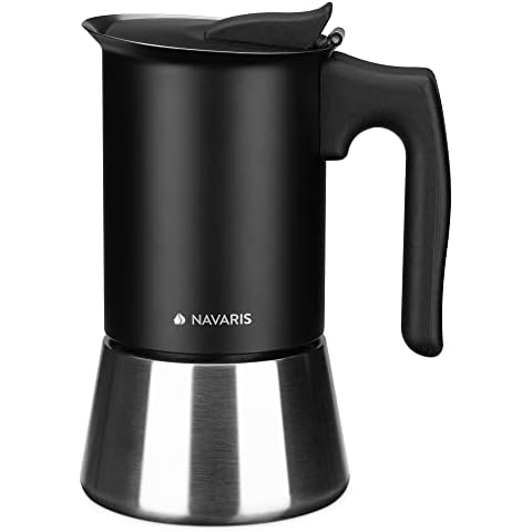 Navaris Moka Coffee Pot - 4 Cup Stainless Steel Percolator Cover
