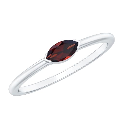 Real Garnet Promise Ring in 14K Gold Plated Silver, AAA Quality, Certified Garnet January Birthstone Ring - Ready To Gift