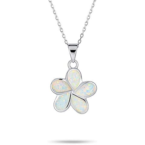 Bling Jewelry Opal Plumeria Necklace for Women Cover