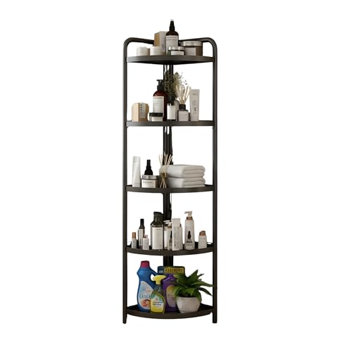 5-Tier Bathroom Organizer Corner Bathroom Storage Rack Rolling Bathroom Trolley Shelf Space-Saving Plastic Bathroom Organizer for Toiletries Shower & Small Spaces