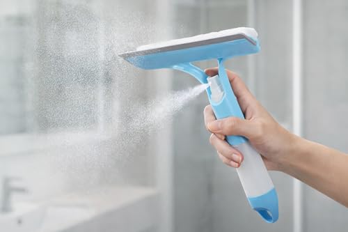 Image of 3-in-1 Spray Window Squeegee Cleaner with Built-in Water Bottle, Silicone Blade & Sponge | Glass Cleaning Tool for Bathroom, Car, Mirror & Windows | Streak-Free Cleaning (Multicolor)