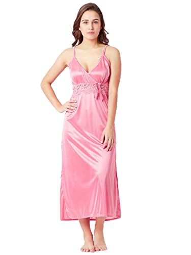 Romaisa Women's Satin Solid Maxi Length Nighty with Robe (Size - Free Size) (Nightwear Set Pack of 2) - Image 2