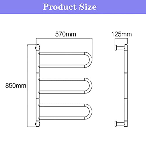 Sèche-serviettes électrique pivotant 180° à 3 bras pliables réglables - 7