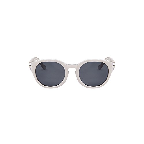 Lunettes de soleil rondes pliantes unisexe blanc et transparent
