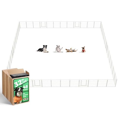 Image of FXW Rollick Unleashed Dog Playpen for Indoor, Yard, RV Camping, 32 inch 48 Panels for Small and Medium Dogs, White│Patented