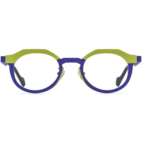 Image of FONEX Colorful Pure Titanium Glasses Frame Women Retro Round Eyeglasses