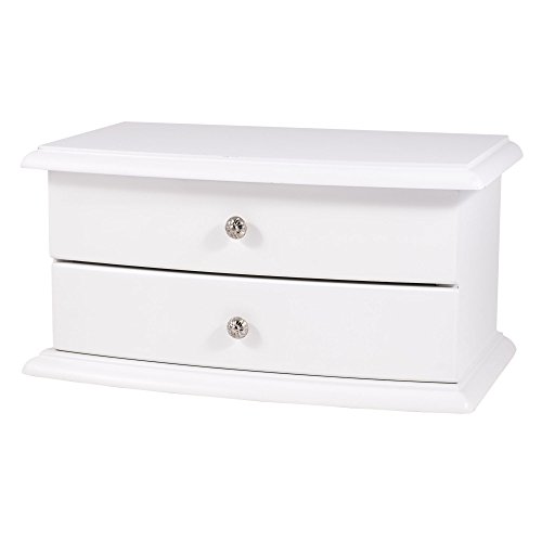 Blanca Madera Color Blanco Acabado con forro flocado rojo dos compartimento Joyero