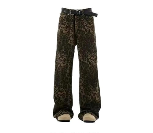 Y2k Leopard Pattern Jeans Baggy Jeans Grunge Pants Streetwear Pants Straight Leg Pants Unisex