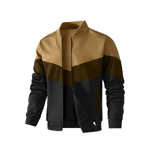 HYPESTFIT Mens Lightweight Jacket Casual Bomber Jacket Color Block Varsity Coat